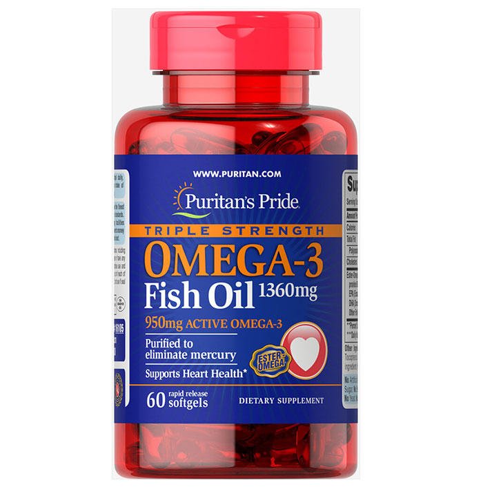 Puritan Pride   - Omega 3 Fish Oil 1360 Mg - 60 Softgels