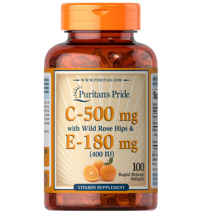 Puritan Pride   - Vitamin C-500 Mg & E-180 Mg with Wild Rose Hips
