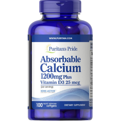Absorbable Calcium 1200 mg Plus Vitamin D3 25 mcg 100 Softgel