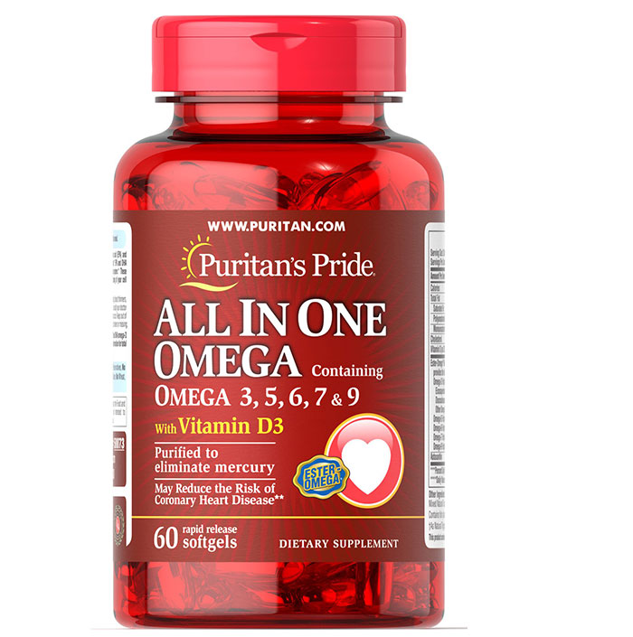 Puritan Pride   - All In One Omega 3, 5, 6, 7, 9 With D3